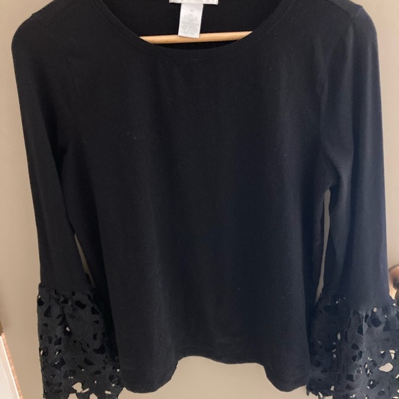 Design History dressy Black top lace bell sleeves❤️🌹 - Picture 3 of 13